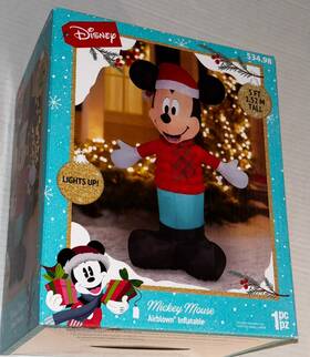 883782 Disney Christmas Mickey Mouse Airblown Inflatable Yard Decor Multicolor 5ft Nib