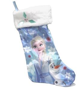 G1202nb062020 Disney Frozen Elsa Olaf Christmas Holiday Stocking White Fur Satin Embroider 18 Inch