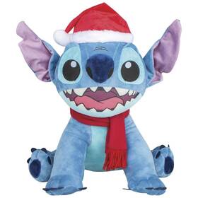 Mo885030 Disney 15 Inch Stitch With Santa Hat Scarf Holiday Greeter Indoor Tabletop Christmas Decor