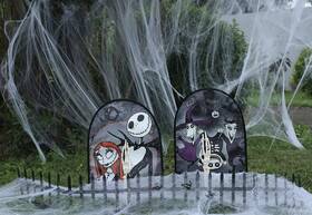 W80141 Disney Nightmare Before Christmas Graveyard Kit - 2 Gravestones Fence Spiders Decor