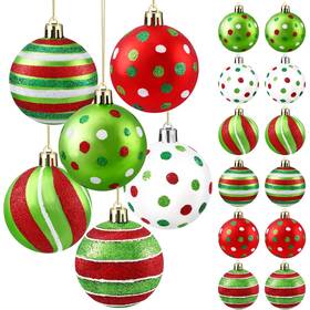 Diydec-us-xm266m1p1 Diydec 18pcs Christmas Balls Ornament 2.4 Inch Glittering Hanging Xmas