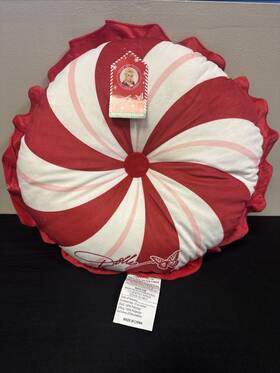 Dolly Parton 430002252051 New Christmas Round Peppermint Decorative Pillow
