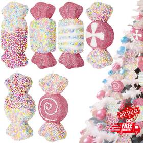 Domkier 313024415478 6-piece Candy Land Christmas Tree Ornaments - Cane Decorations Ships Free
