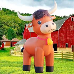 Domkom 744759833051 6ft Highland Cow Inflatables Outdoor Yard Decorations For Spring And Christmas