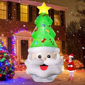 Domkom 761017509923 8ft Christmas Inflatables Santa Claus With Tree On Head Blow Up