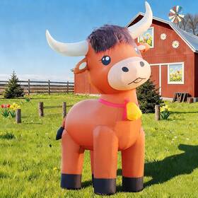 Domkom 761017510097 6ft Highland Cow Inflatables Christmas Spring Farm Ranch Blow Up Anim
