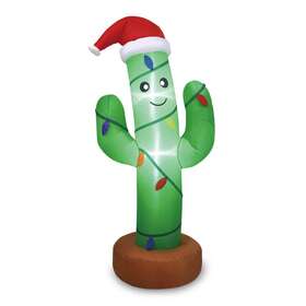 Dongguan Caixing Electronics Co. Ltd. 313114155116 Christmas Green Cactus Inflatable Fabric C9 Bulbs 4ft Indoor Yard Decoration