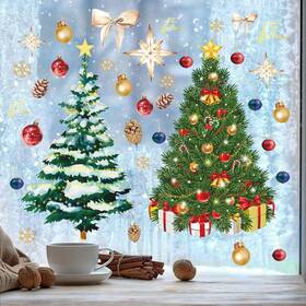 Yf019f Dosminer Christmas Tree Window Clings 39 Pcs Decorations Snowfl