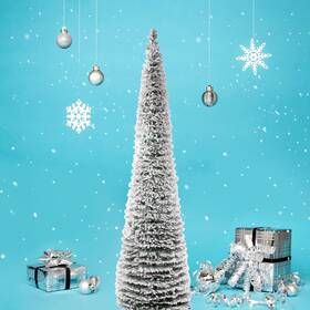 Doyolla 701385623302 Snow Flocked Christmas Tree 5ft Artificial Small Pop Up Collapsible Whi