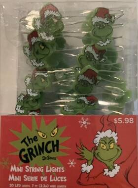 Hl9183604 Dr. Seuss Enterprises New The Grinch Who Stole Christmas 7 Ft 20 Led Mini String Lights