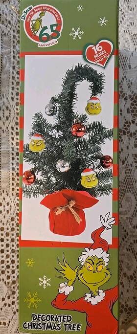 Dr. Seuss How The Grinch Stole Christmas 193849036061 16 Inch Decorated Ornaments Tree Table Desk Decor - New