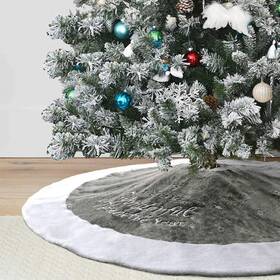 8542007566 Dremisland 36 Inch Luxury Faux Fur Christmas Tree Skirt With Snowflake Double Lay