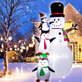 Drofely 974387765156 8 Foot Christmas Inflatable Snowman Penguin Decoration With Led Lights Huge B