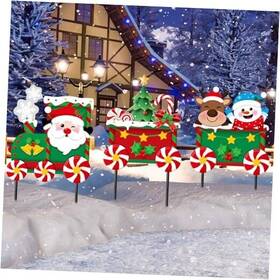 Ykh-drydiet-7 Drydiet 3 Pack Metal Christmas Yard Signs Decor Stakes Outdoor