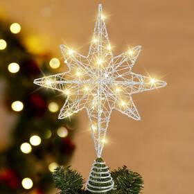 Dulefun-us-xm162m1p1 Dulefun Christmas Tree Topper 13.5 Inch Silvery Star Toppers Silver