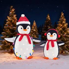 Qevdu1 Dumos 2-piece Lighted Penguin Family Outdoor Christmas Decoration Pop Up Hol