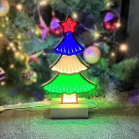 F33137 Duomy DÉ Cor 16inch Infinity Christmas Tree Light 3d Up Mirror Decor Usb Or Ba