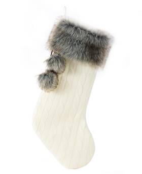 E-firstfeeling 768360227252 Cable Knit Christmas Stockings Faux Fur Cuff Rustic