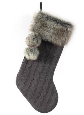 E-firstfeeling 768360227276 Cable Knit Christmas Stockings With Faux Fur Cuff Large Knitted Xmas Stocking