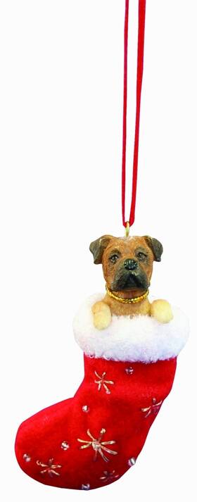 E&s Pets 831310130053 Bull Mastiff Christmas Stocking Ornament With Inch Santas Little Pals Hand Pa