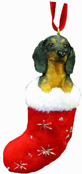 E&s Pets 875623009637 Dachshund Christmas Stocking Ornament With Inch Santas Little Pals Hand Painted