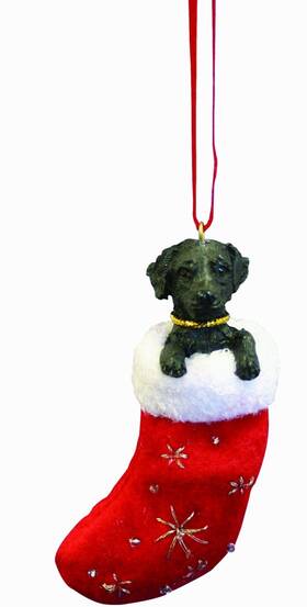 E&s Pets 875623009675 Black Labrador Christmas Stocking Ornament With Inch Santas Little Pals Hand Pa