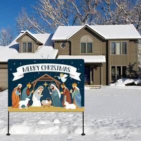 Eastsky 759838274014 Christmas Decorations Outdoor Yard Nativity Scene Sign Reversible Dual R