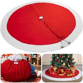 Pc-enlarge-tree-skirt-85in Ebaokuup 85 Inch Extra Large Red Christmas Tree Skirt-double Sided