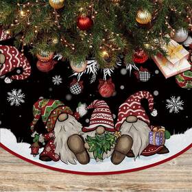 4-christ-ts-7 Ekorest 48 Inch Christmas Tree Skirt Gnome Holly Berry Holiday Decoration