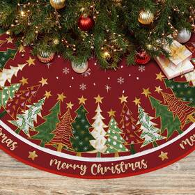 5-christ-ts-8 Ekorest Merry Christmas Tree Skirt 48 Inches Red Inch Xmas Trees