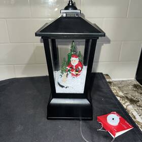 Eldnacele 602191053232 Santa Lantern Musical Lighted Christmas Snow Spinning 11 Inch Tall New With Tags