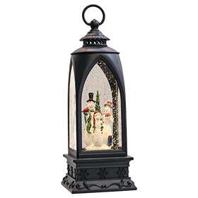 Eldnacele 737269402664 12 Inch Christmas Snow Globe Lantern Snowman With Music And Timer Usb Lined/batter