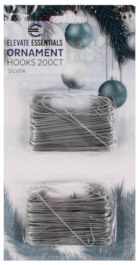 14143488 Elevate Essentials Silver Christmas Ornament Hooks - Hangers Large 2.5 Inch 200ct