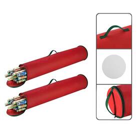 1523 Elf Stor 193420009095 2 Pack Red 40 Inch Christmas Wrapping Paper Storage Bag Tube Handle Zipper