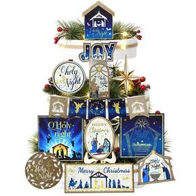 B0401327-ttd-elom Elomy Nativity Religious Christmas Tiered Tray Decor O Holy Night Multicolor