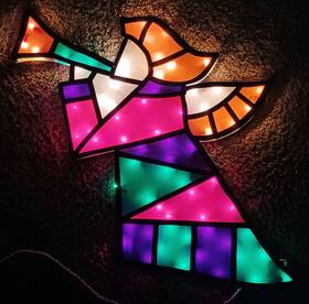 Enchanted Forest 029944240136 Vtg Angel Christmas Light 22 Inch Holographic Window Silhouette Decoration With Box