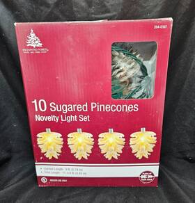 284-0397 Enchanted Forest Sugared Pinecones Christmas Tree String Lights With 10 Per Set