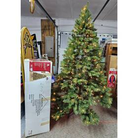 287-0719 Enchanted Forest 7.5ft Hinged Pre-lit Prelit Lancaster Artificial Christmas Tree