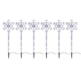 Mo243040 Enchanted Forest 6 Piece Set 24 Inch Led Iridescent Snowflakes Pathway Stakes Christmas Yard Decor