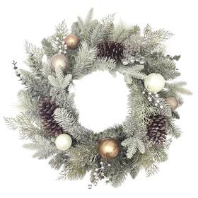 Mo663252-132 Enchanted Forest 30 Inch Pearlescent Metallic Glittered Artificial Christmas Wreath Holiday Decor