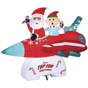 Mo881381 Enchanted Forest 7ft6 Inch Led Light Santa Elf Rocketship Christmas Inflatable Outdoor Holiday Decor