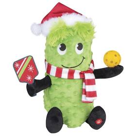 Mo884256 Enchanted Forest 11 1/2 Inch Animated Eyebrow Wiggler Pickle Playing Pickleball Plush Christmas Decor
