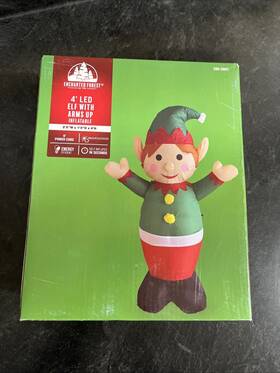 Moch19015b-120 Enchanted Forest 4ft Little Elf With Arms Up Inflatable Led Lighted Outdoor Yard Christmas Decor