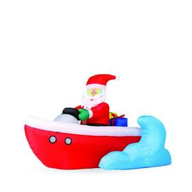 Moch24115-210 Enchanted Forest 7ft Led Santa Speedboat With Prism Lights Christmas Inflatable Yard Holiday Decor