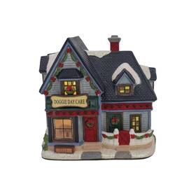 Mofg25lh10 Enchanted Forest 13 Inch Incandescent Doggie Day Care Christmas Village Lighted Building Indoor Decor