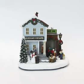 Monm-x21226aa Enchanted Forest 9 Inch Musical Led Mercantile Store Christmas Village Building Home Tabletop Decor