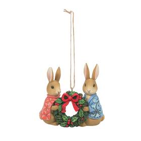 Enesco 028399305551 Beatrix Potter By Jim Shore Peter Rabbit And Flopsy Holding Christmas Wreath