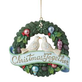 Enesco 028399323029 Jim Shore Heartwood Creek Christmas Together Turtle Doves Wreath Hanging Orna