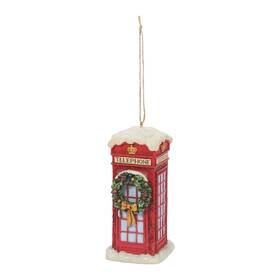 Enesco 028399323043 Jim Shore Heartwood Creek English Christmas Phone Box Hanging Ornament 4.72