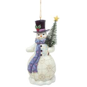 Enesco 028399364848 Jim Shore Heartwood Creek Snowman With Sisal Christmas Tree Hanging Ornament